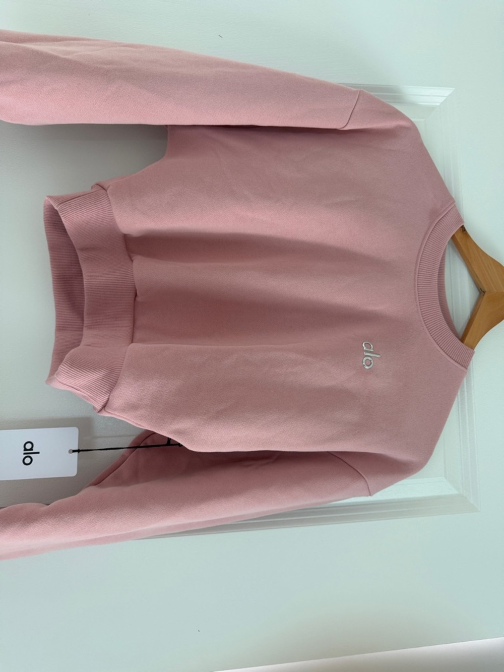 ALO Yoga Cropped Accolade Crewneck Sweatshirt in Vintage Pink - Picture 6 of 6